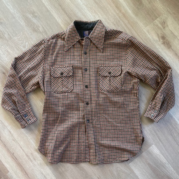 Vintage USA Made Pendleton Virgin Wool Houndstooth Long Sleeve Shirt XL. Clean! - Picture 3 of 15